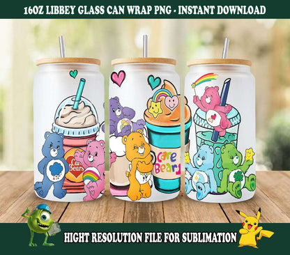 16oz Wrap, 16oz Libbey Glass Can, Frosted Can Glass, Sublimation Design 1 - Vartdigitals