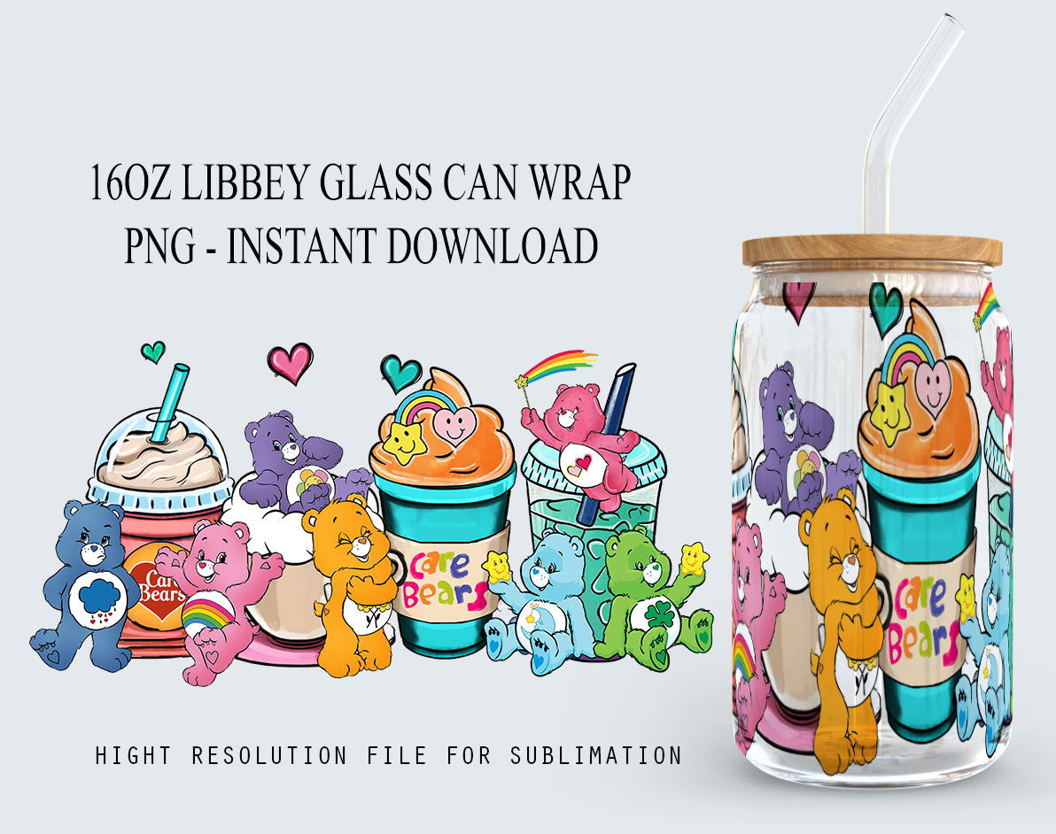 16oz Wrap, 16oz Libbey Glass Can, Frosted Can Glass, Sublimation Design 1 - Vartdigitals