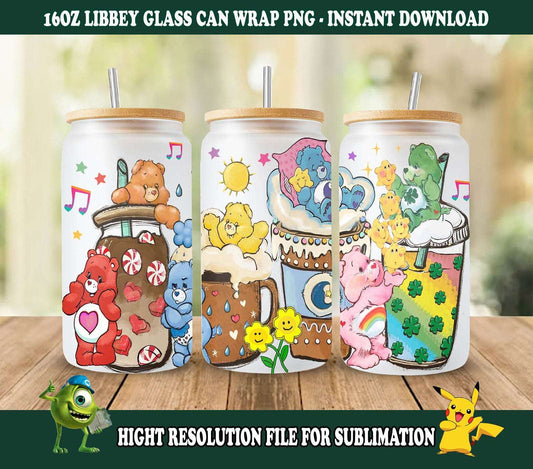 16oz Wrap, 16oz Libbey Glass Can, Frosted Can Glass, Sublimation Design 3 - Vartdigitals