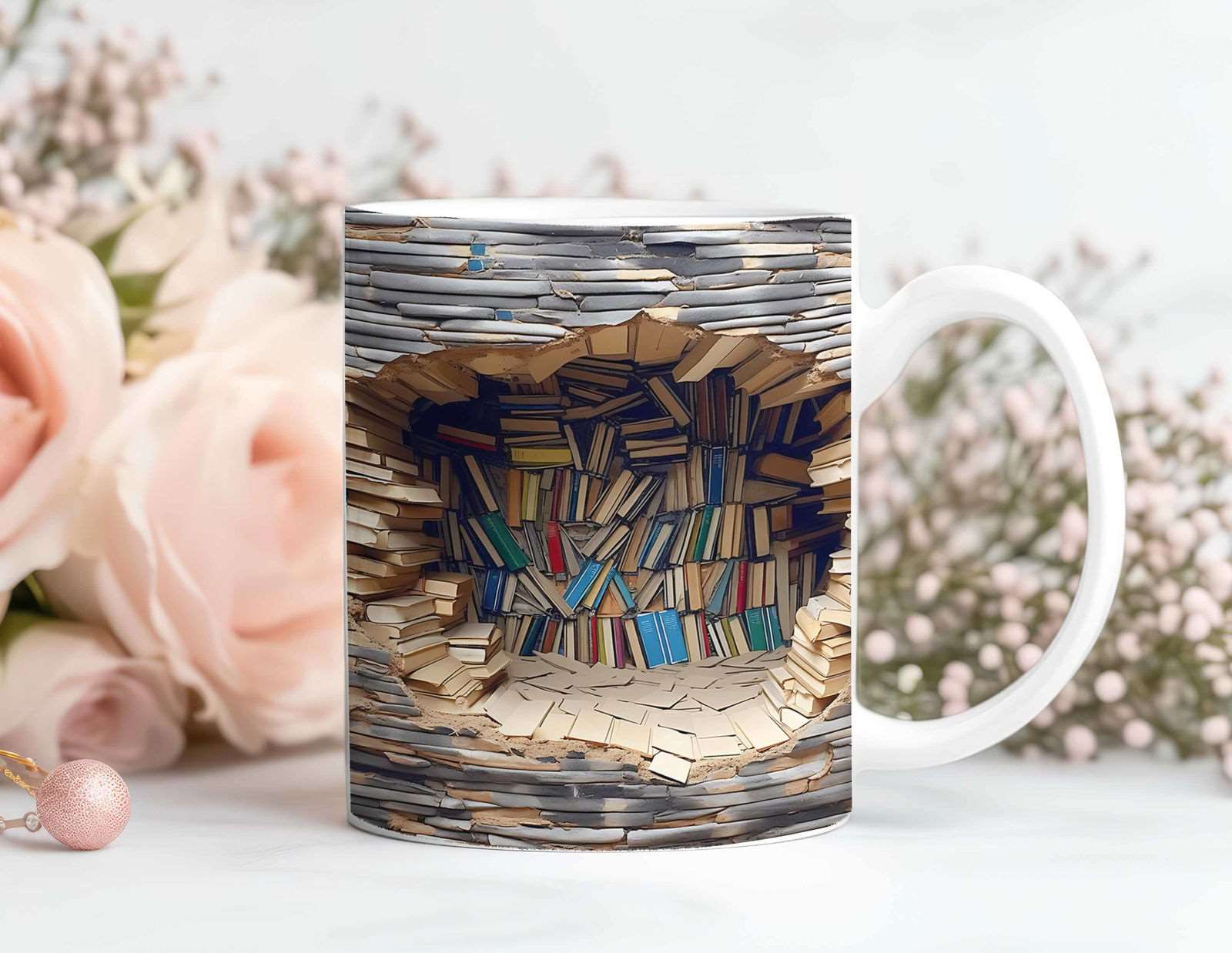 3D Book Mug Wrap, Sublimation Design PNG for Bookshelf - Vartdigitals