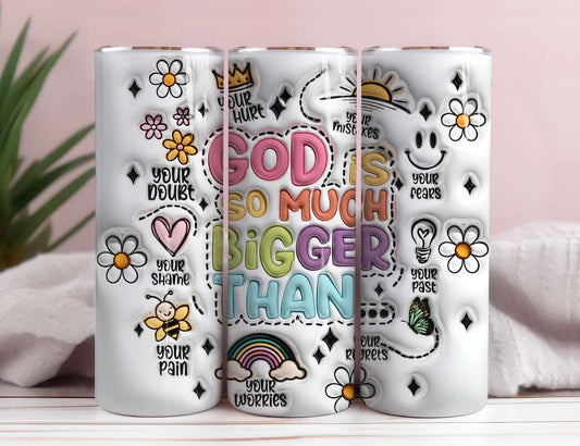 3D God is Bigger Inflated Tumbler Wrap, 3D Puffy Daisy - Vartdigitals