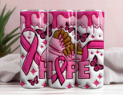 3D Inflated 20oz Skinny Tumbler Wrap, 3D Puff Cancer Tumbler Digital Download - Vartdigitals