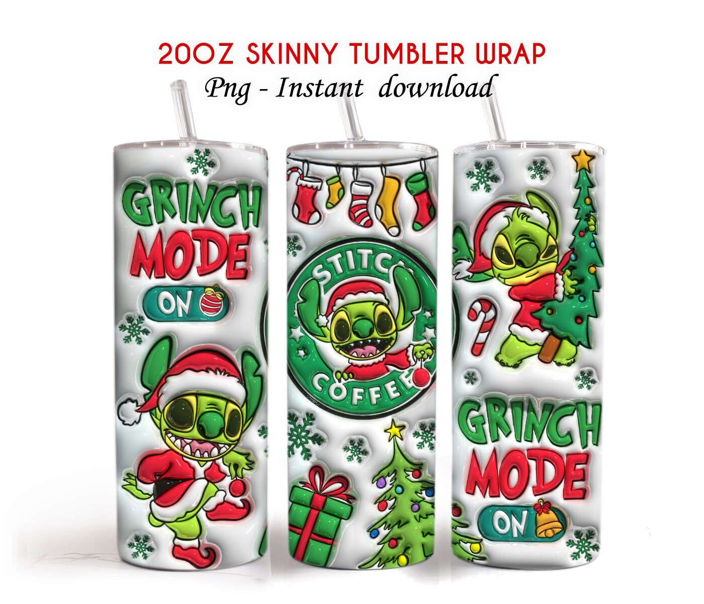 3D Inflated Christmas Coffee Tumbler, Puffy Christmas 2 - Vartdigitals