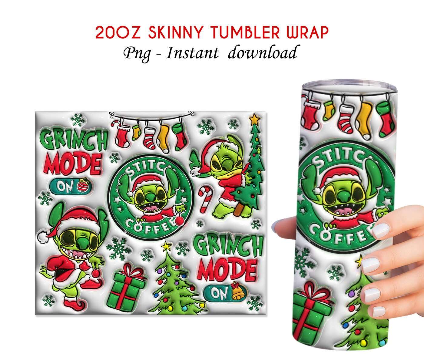 3D Inflated Christmas Coffee Tumbler, Puffy Christmas 2 - Vartdigitals