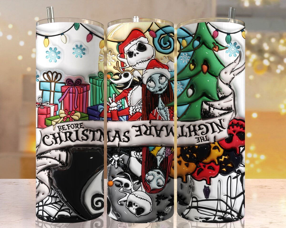 3D Inflated Horror Tumbler Wrap, 20oz Skinny Tumbler, Cartoon 3D Inflated 12 - Vartdigitals