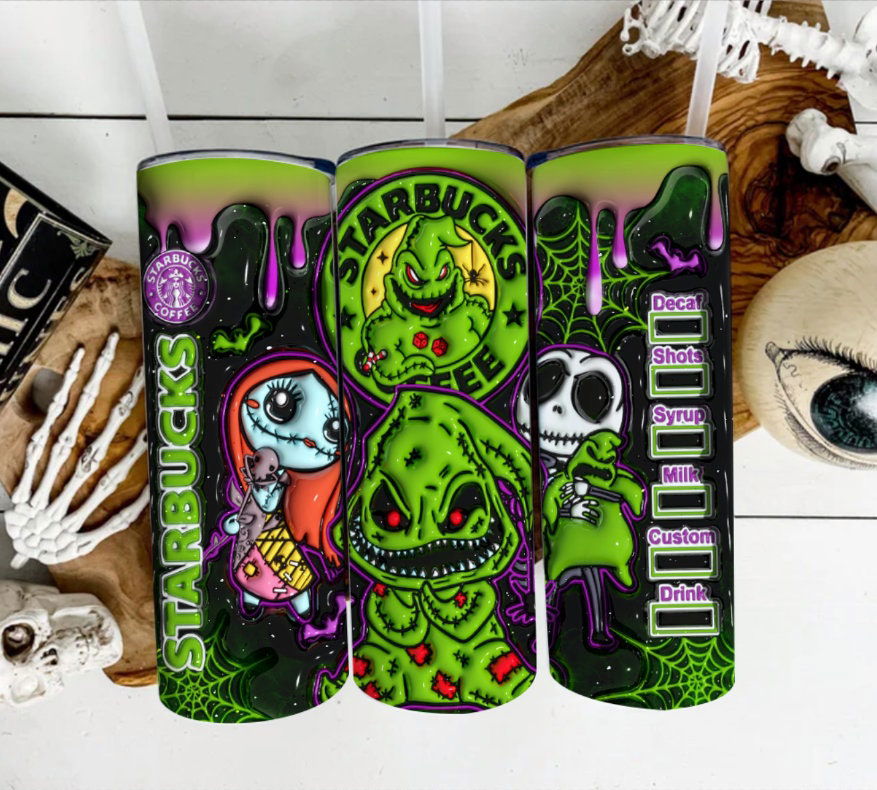 3D Inflated Horror Tumbler Wrap, 20oz Skinny Tumbler, Cartoon 3D Inflated 6 - Vartdigitals