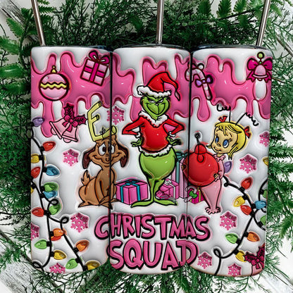 3D Inflated Pink Christmas Tumbler Wrap, 3D Christmas Inflated Tumbler Wrap - Vartdigitals