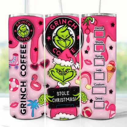 3D Inflated Pink Christmas Tumbler Wrap, Retro Merry Christmas - Vartdigitals