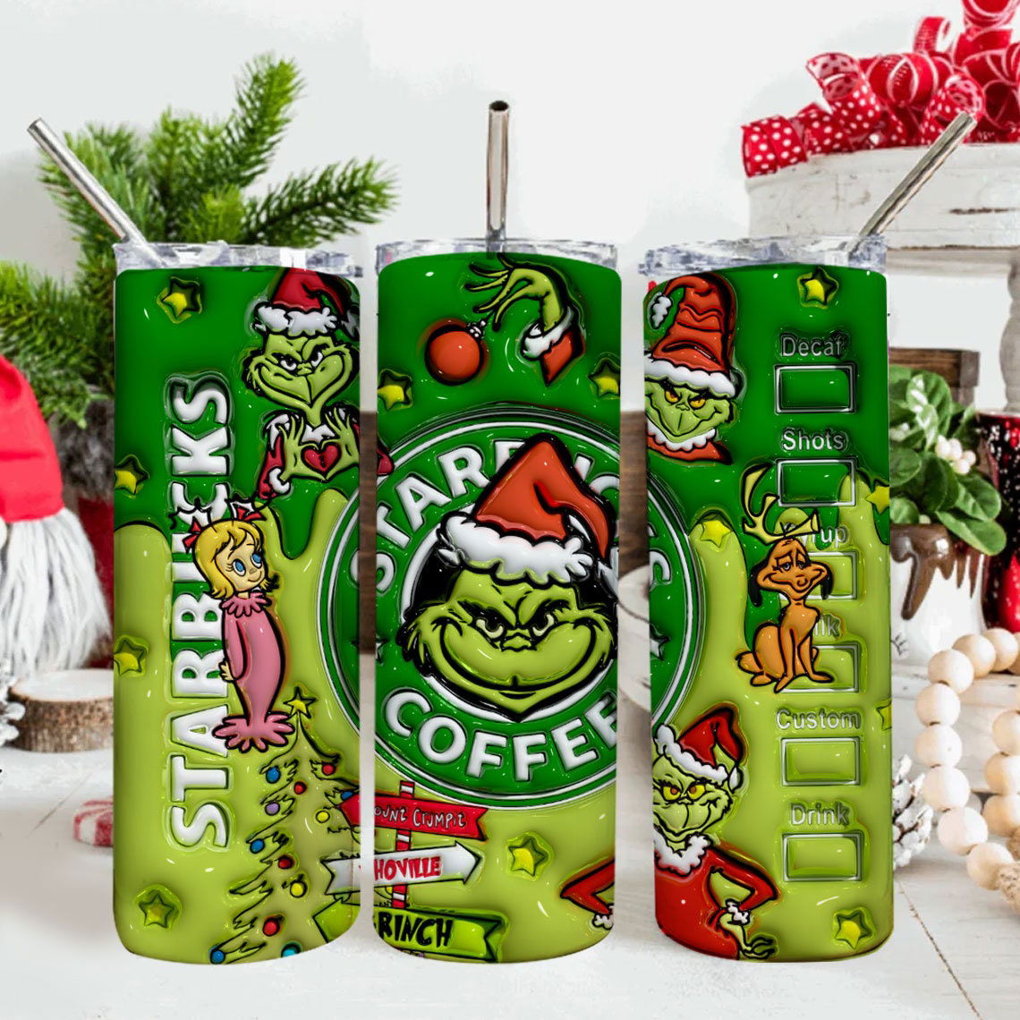 3D Inflated The Christmas Png, 20oz Tumbler Wrap Png - Vartdigitals