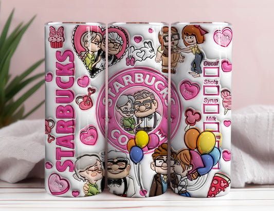 3D Inflated Valentine Coffee Tumbler Wrap, 3D Up Movie Valentine Tumbler Png - Vartdigitals