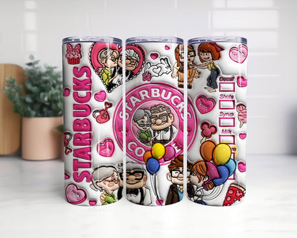 3D Inflated Valentine Coffee Tumbler Wrap, 3D Up Movie Valentine Tumbler Png - Vartdigitals