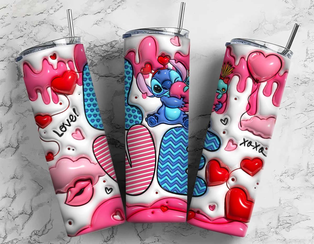 3D Inflated Valentine Tumbler PNG, 3D Inflated Valentine Tumbler Wraps 1 - Vartdigitals