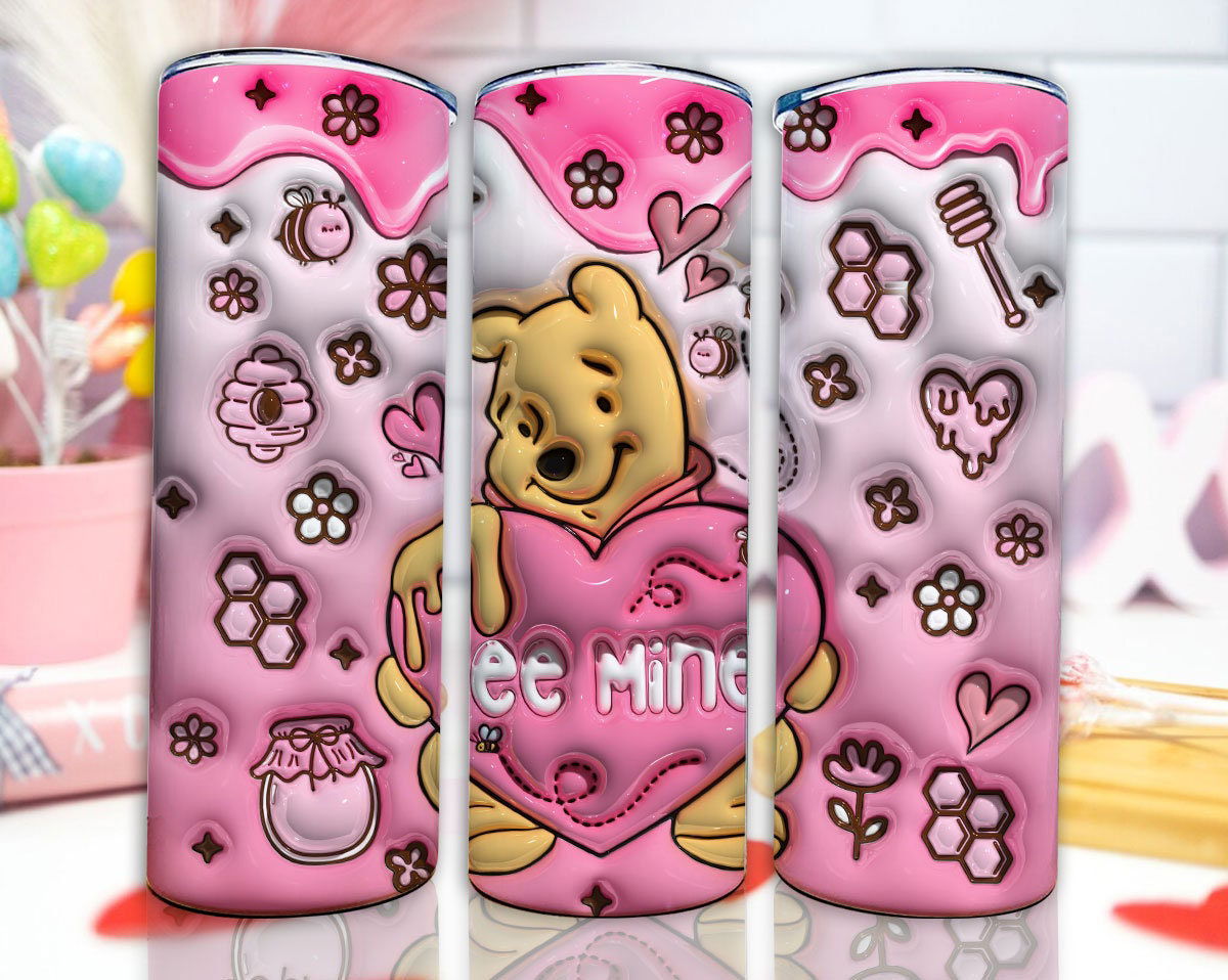 3D Inflated Valentine Tumbler Wrap, Winnie The Pooh 3D Inflated Tumbler Wrap - Vartdigitals