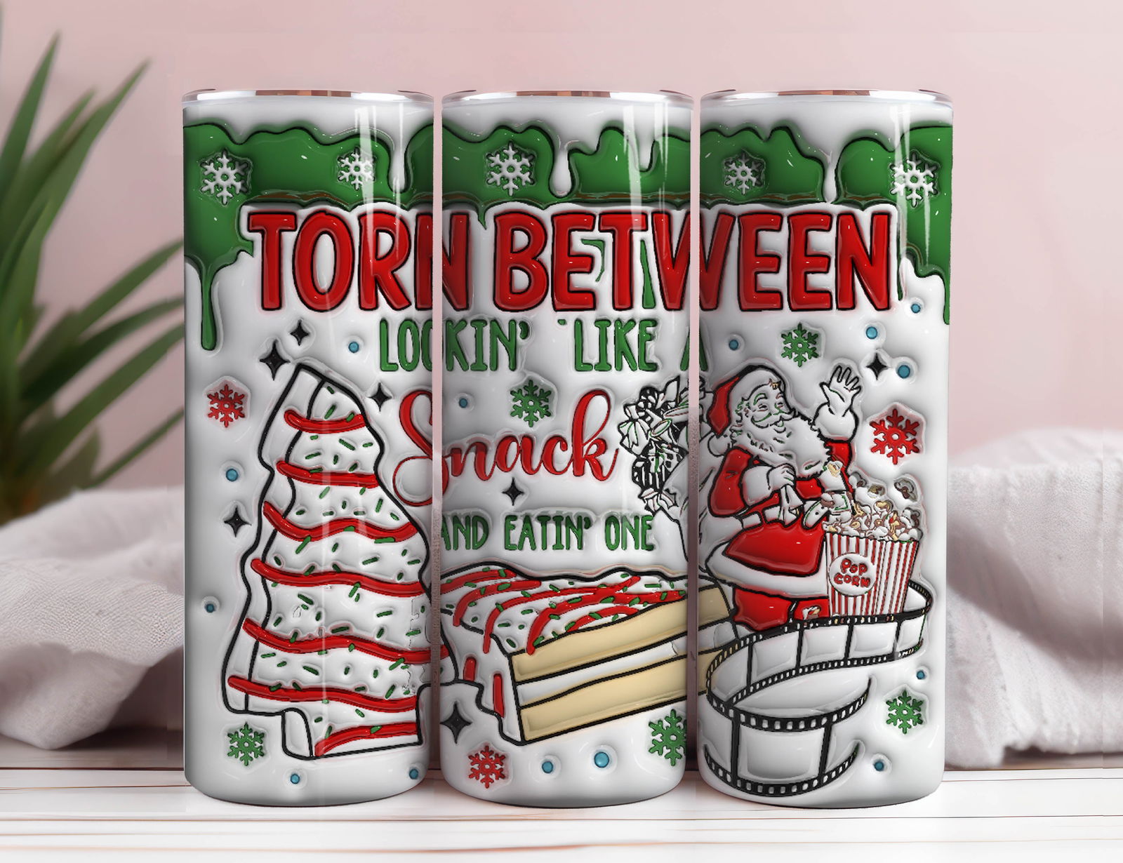 3D T Xmas Santa, Hot Cocoa, Movies, Christmas Cakes - Vartdigitals