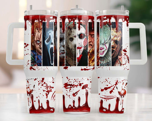 40oz Tumbler Wrap Png, Horror 2 pieces 40 oz Tumbler Png, Horror Halloween Tumbler 40oz Png Sublimation Designs - Vartdigitals