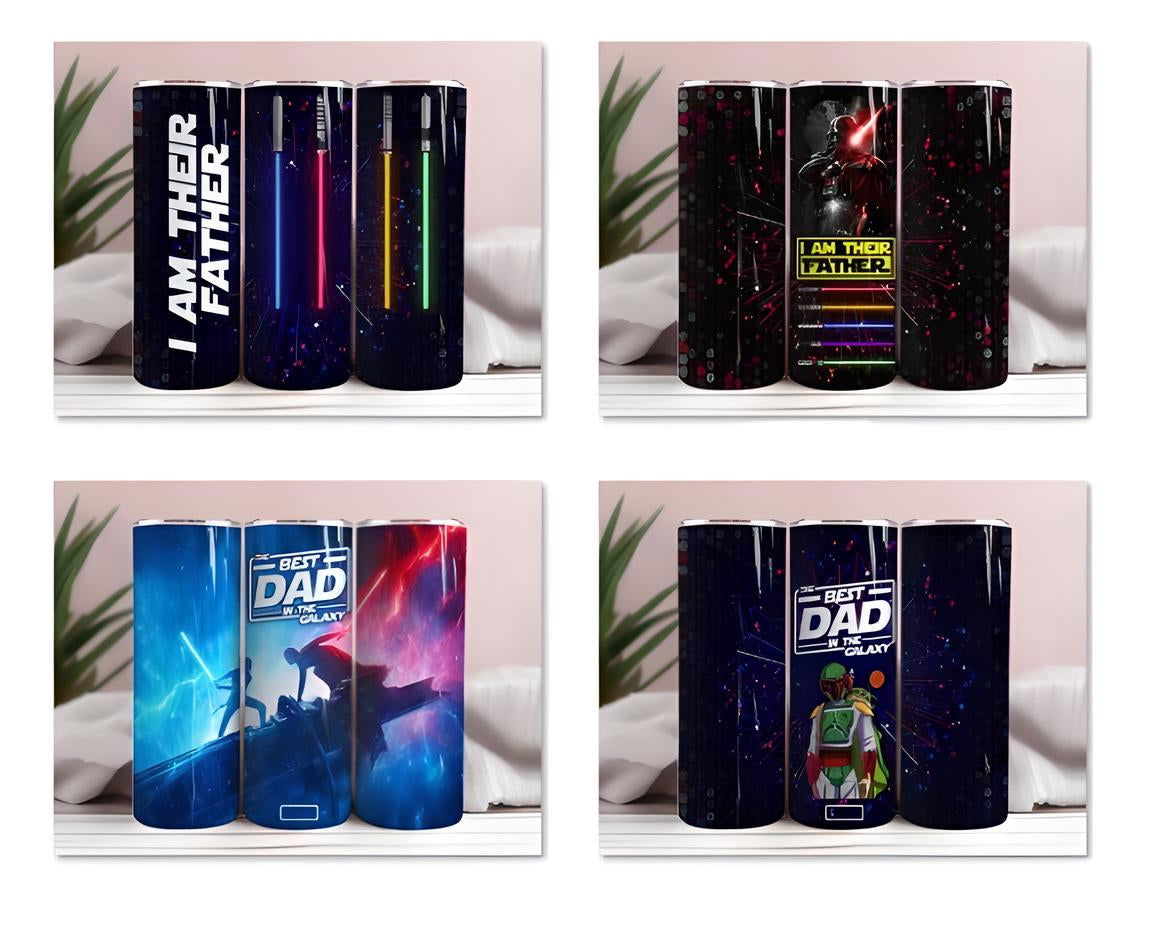 Best Dad in The Galaxy Father's Day 20 oz Skinny Tumbler Sublimation Wrap - Vartdigitals