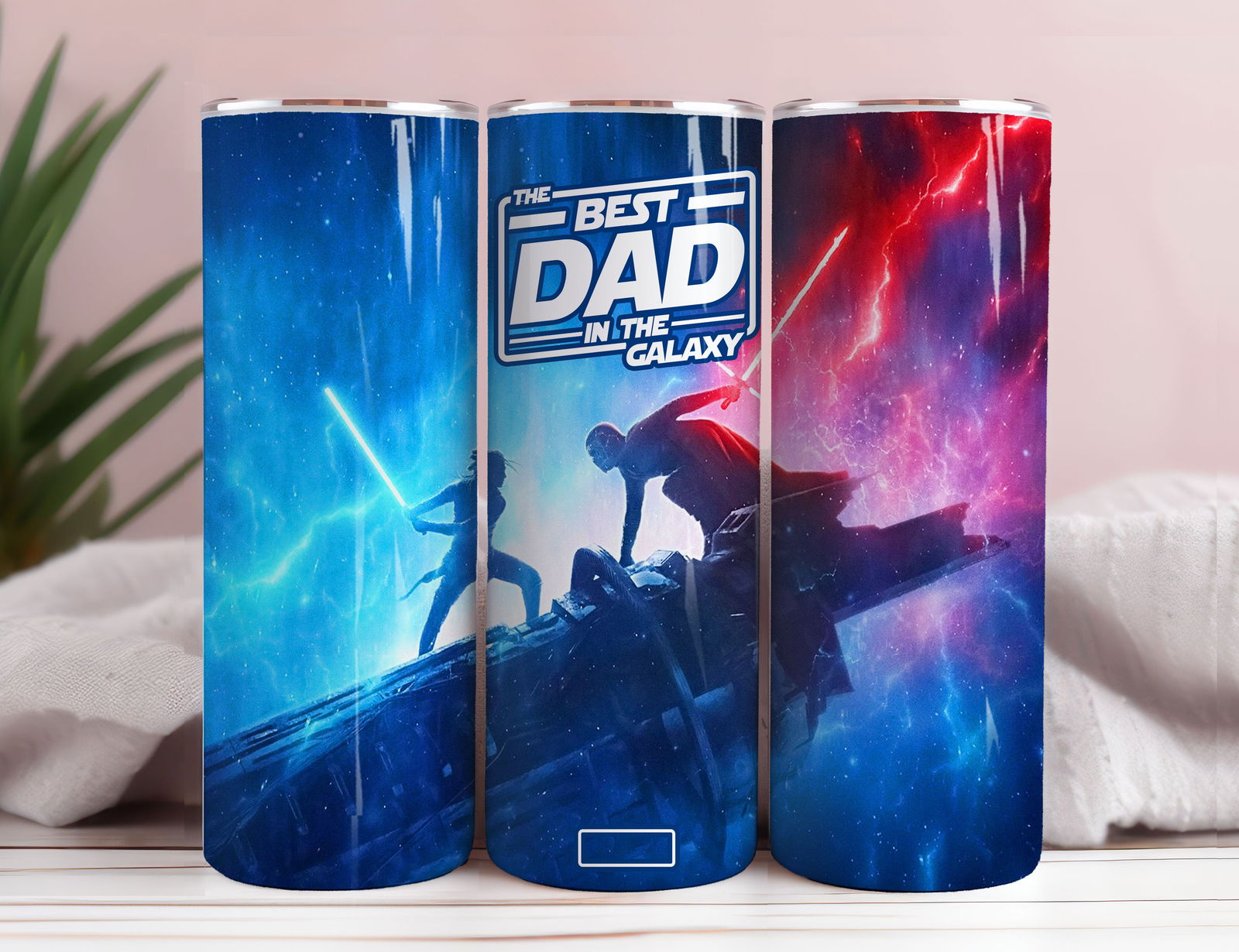 Best Dad in The Galaxy Father's Day 20 oz Skinny Tumbler Sublimation Wrap - Vartdigitals