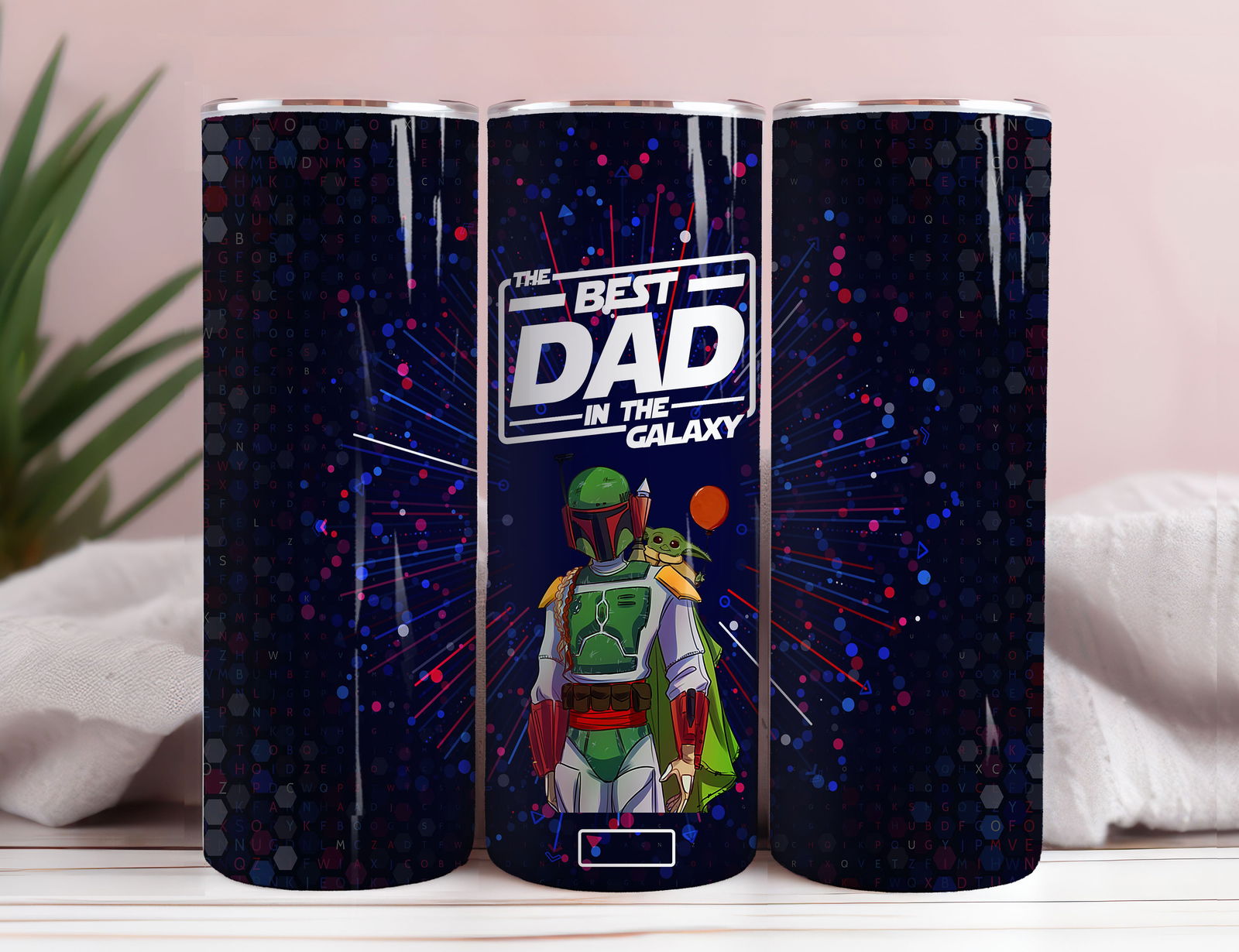 Best Dad in The Galaxy Father's Day 20 oz Skinny Tumbler Sublimation Wrap - Vartdigitals