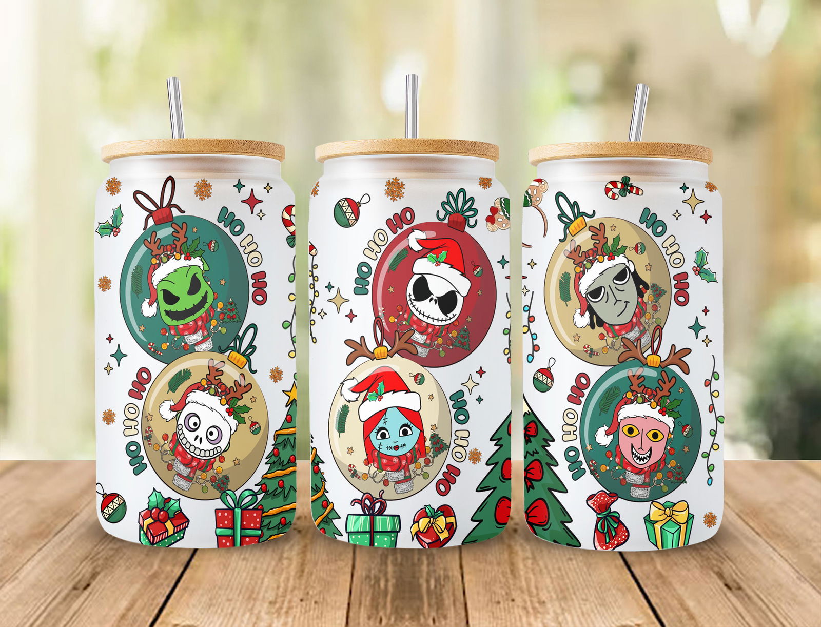 Christmas 16oz libbey can Cartoon PNG, 16oz Glass Can Wrap 3 - Vartdigitals