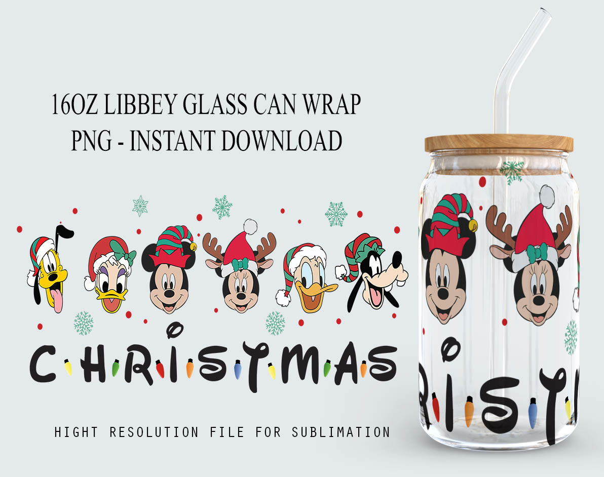 Christmas 16oz libbey can, 16oz Glass Can Wrap 1 - Vartdigitals