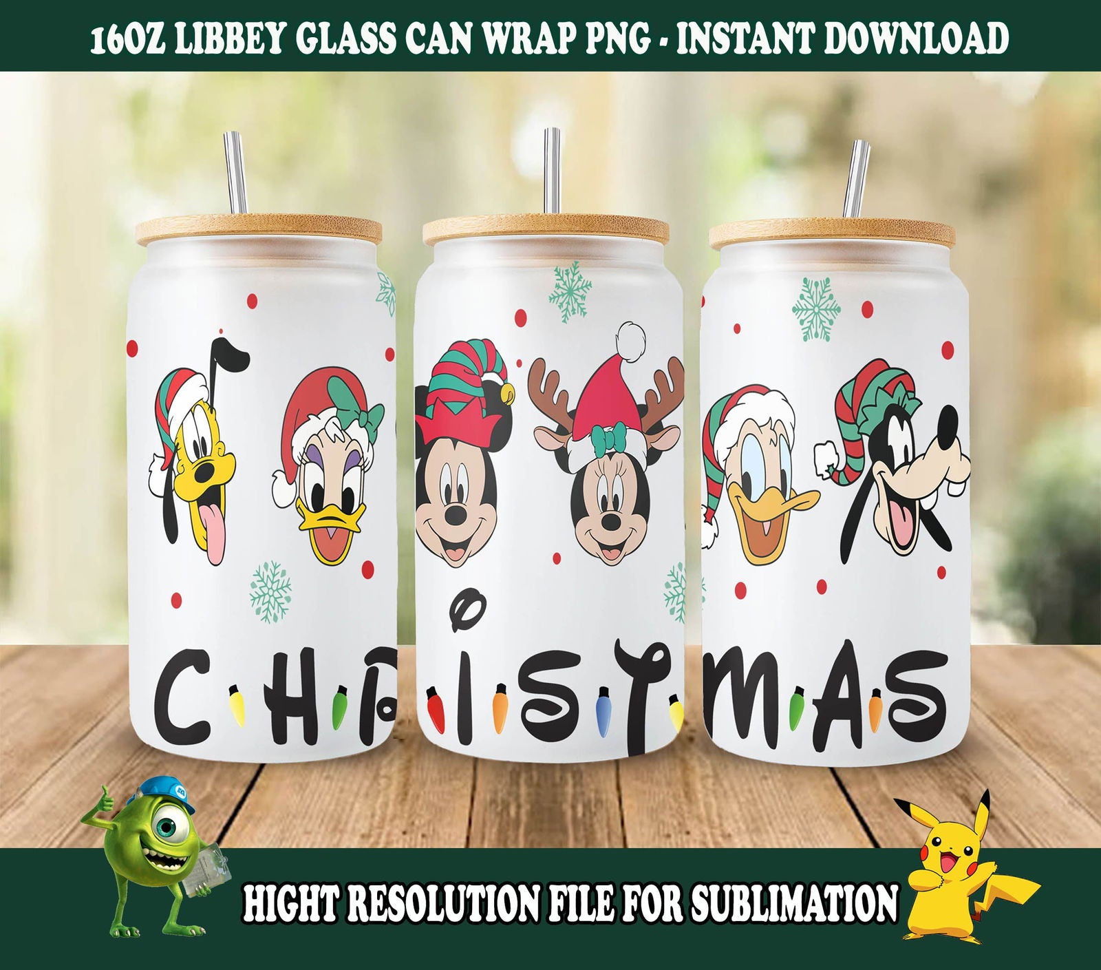 Christmas 16oz libbey can, 16oz Glass Can Wrap 2 - Vartdigitals