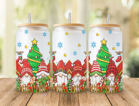 Christmas Gnomes Libbey Glass Png Sublimation Design, 16oz Libbey Glass Png - Vartdigitals