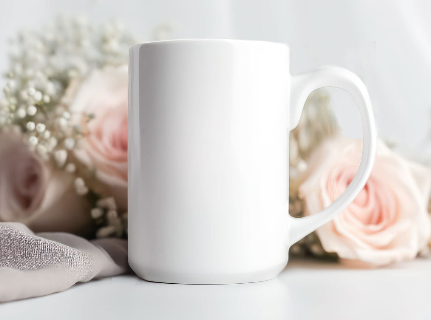 Floral 15oz White Mug Mockup: Coffee Mug PSD JPG - Vartdigitals