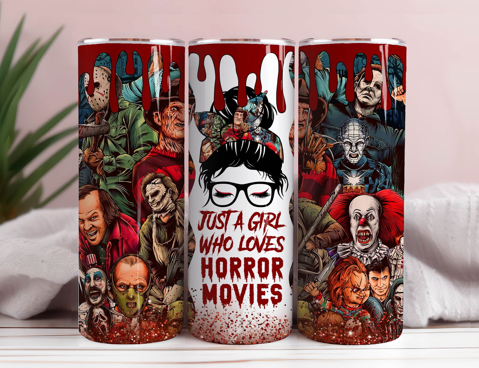 Girl, Who loves Hor Movies 20oz Skinny Tumbler Wrap - Vartdigitals