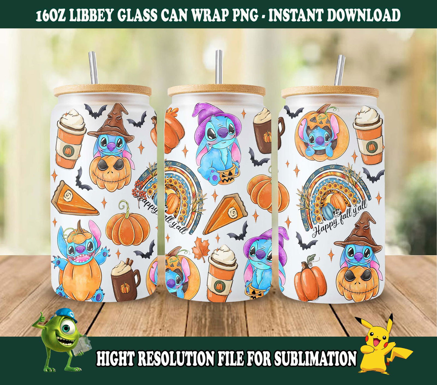 Halloween Tumbler 20oz, 16oz Libbey Can Glass, Hor Tumbler Wrap - Vartdigitals