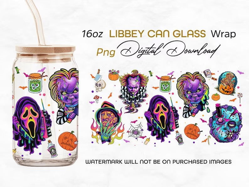 Horror png, Horror 16oz Libbey can Glass 1 - Vartdigitals