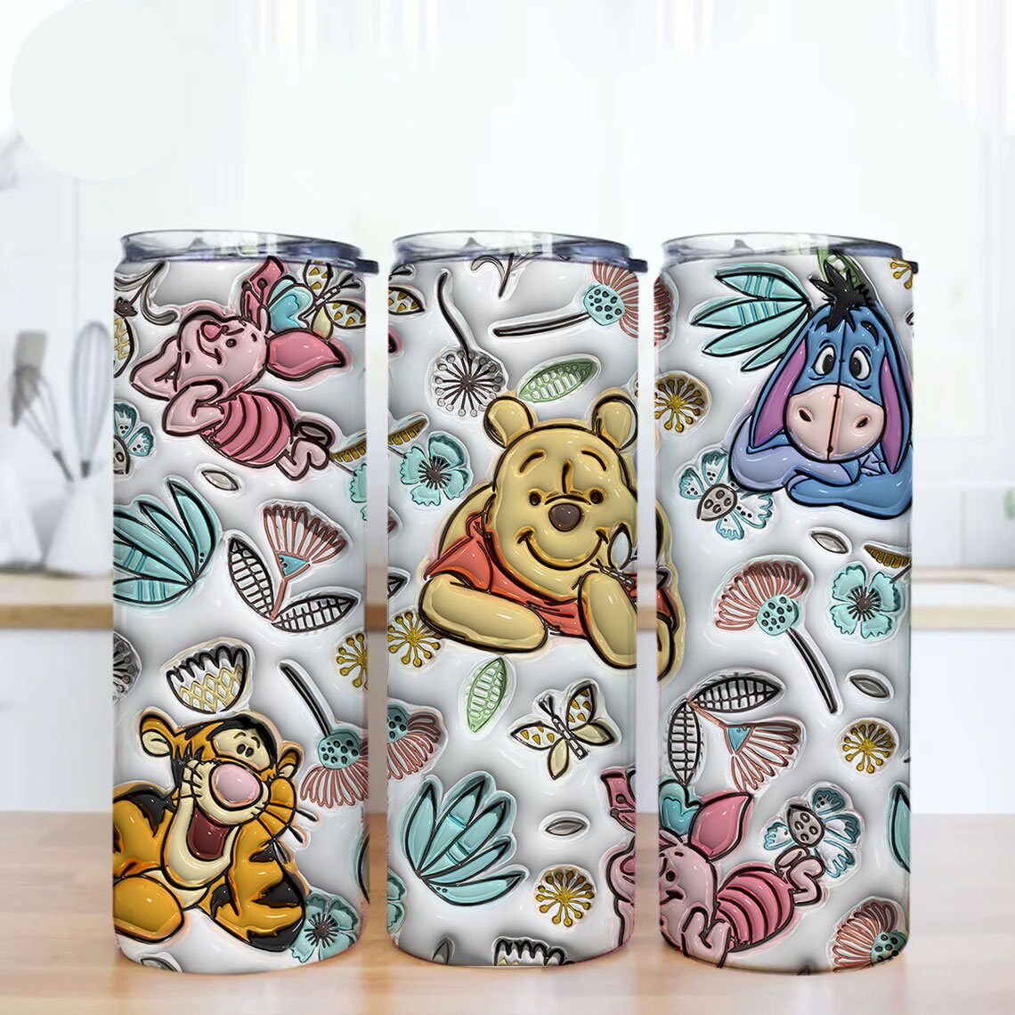 Inflated Floral Tumbler Wrap Png, 3D Cartoon Tumbler Wrap, 20oz Sublimation - Vartdigitals