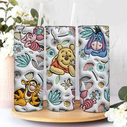 Inflated Floral Tumbler Wrap Png, 3D Cartoon Tumbler Wrap, 20oz Sublimation - Vartdigitals