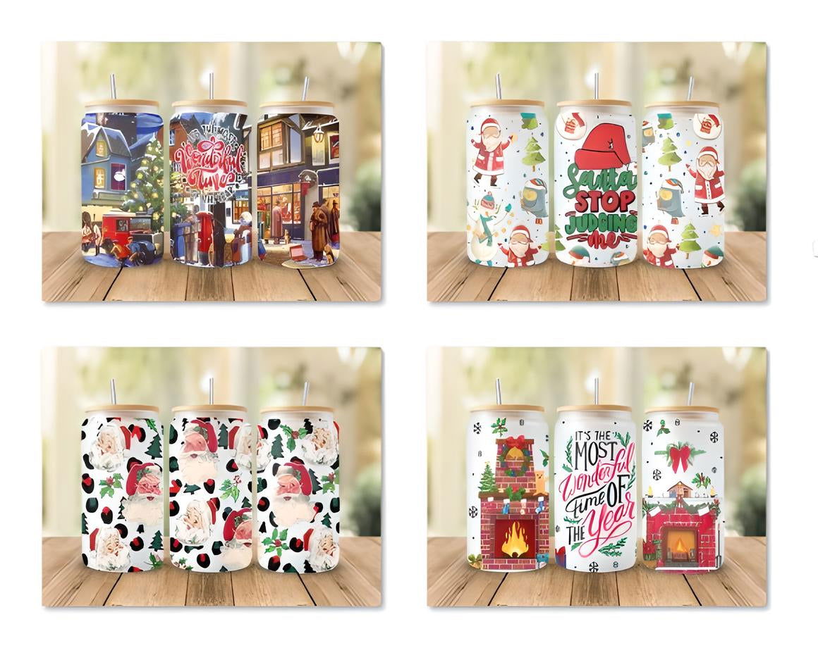 It's The Most Wonderful Time Of The Year 16oz Glass Can Sublimation Design - Vartdigitals