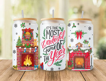 It's The Most Wonderful Time Of The Year 16oz Glass Can Sublimation Design - Vartdigitals