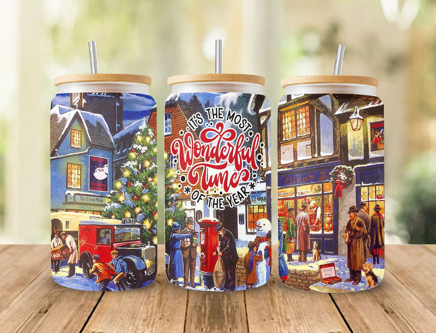 It's The Most Wonderful Time Of The Year 16oz Glass Can Sublimation Design - Vartdigitals