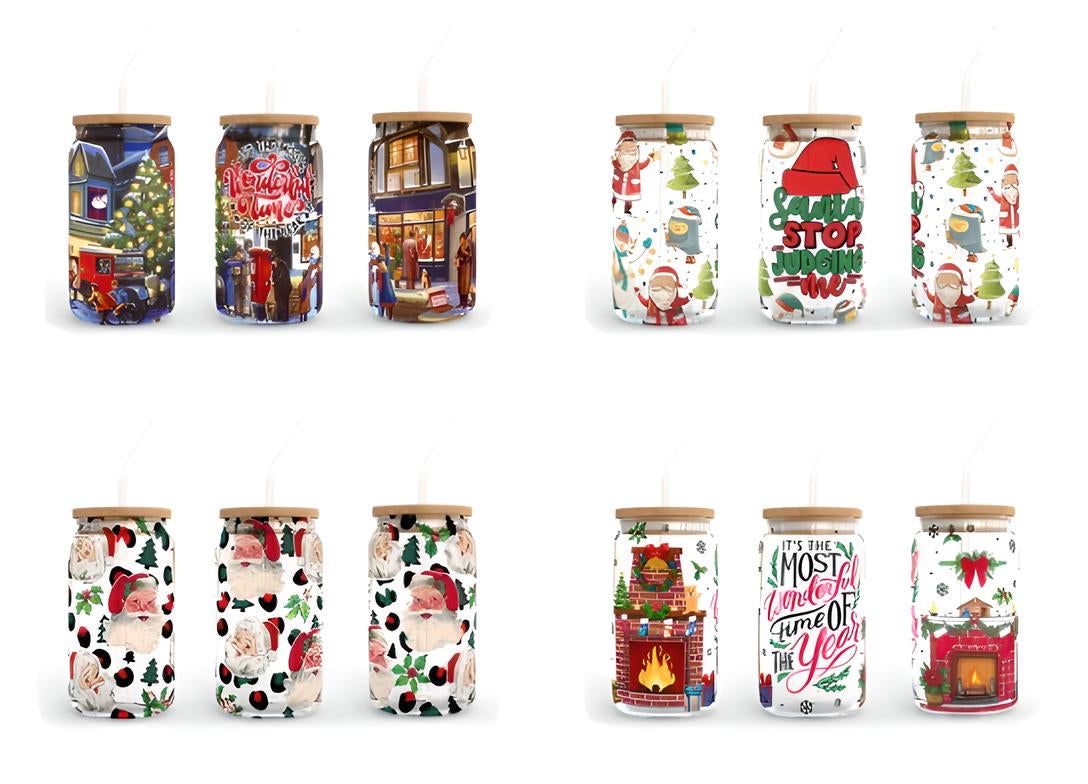 It's the most wonderful time of the year, 16oz Libbey Glass Can Wrap Sublimation Design - Vartdigitals