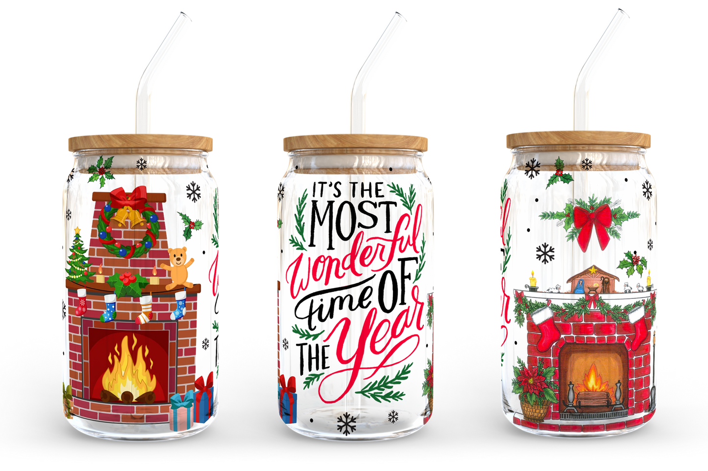 It's the most wonderful time of the year, 16oz Libbey Glass Can Wrap Sublimation Design - Vartdigitals