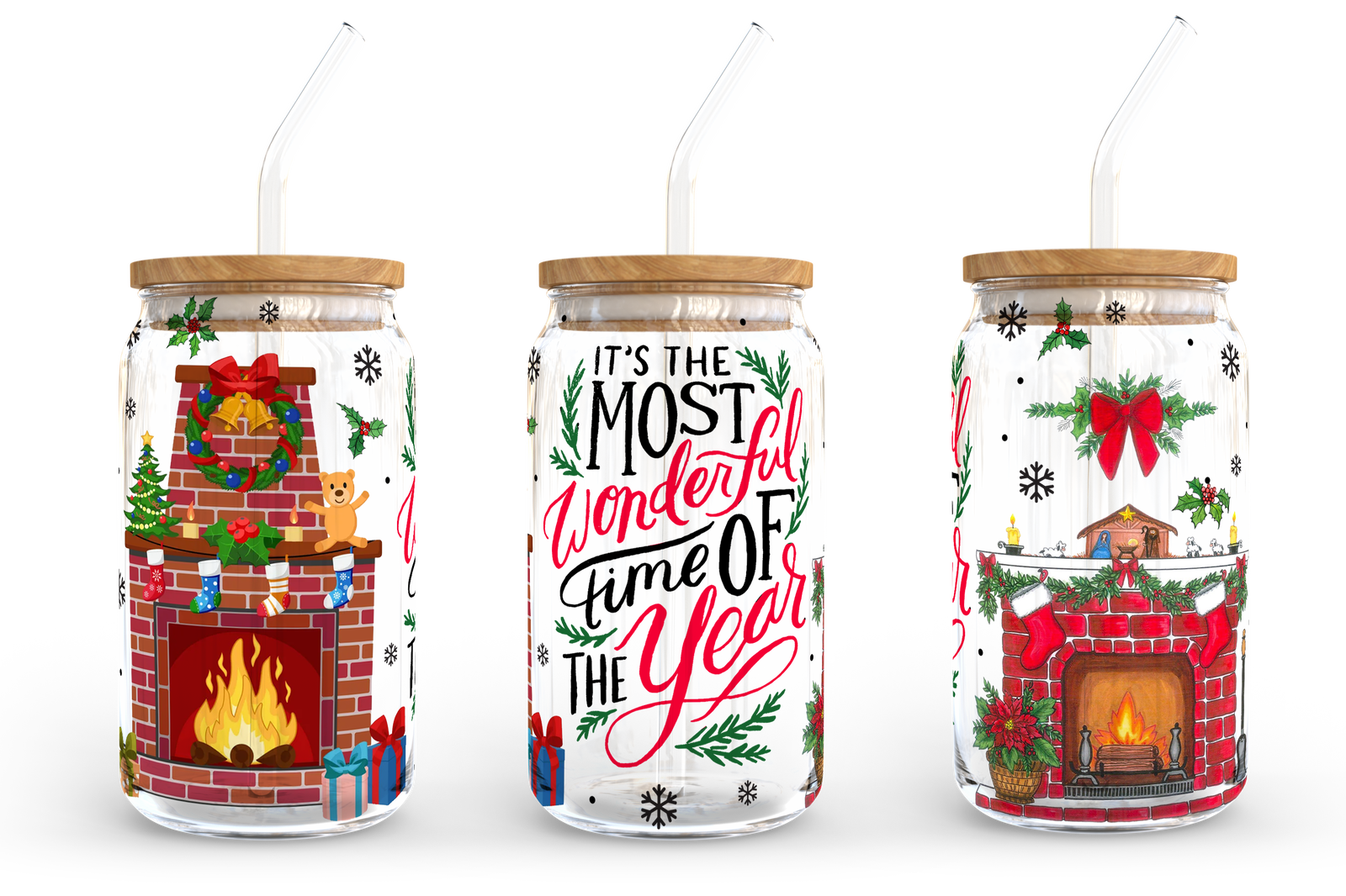 It's the most wonderful time of the year, 16oz Libbey Glass Can Wrap Sublimation Design - Vartdigitals