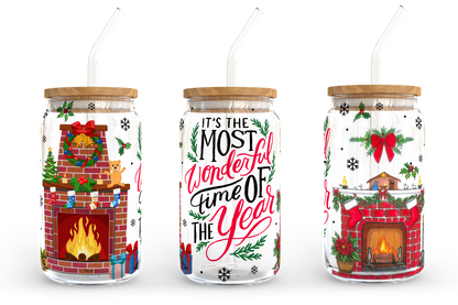 It's the most wonderful time of the year, 16oz Libbey Glass Can Wrap Sublimation Design - Vartdigitals