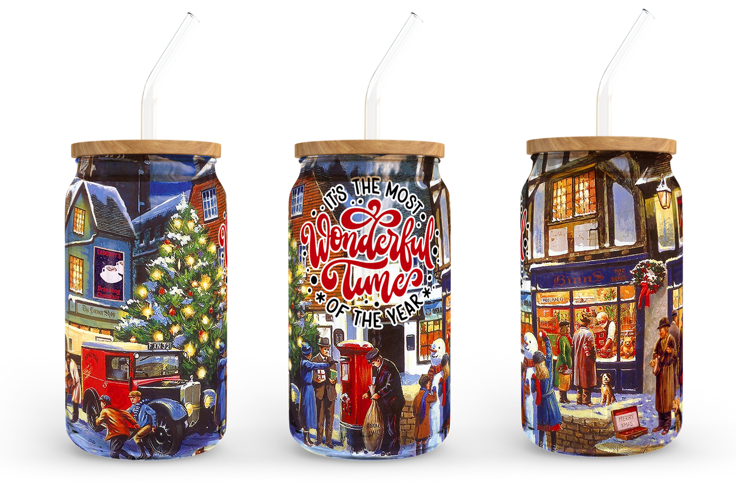 It's the most wonderful time of the year, 16oz Libbey Glass Can Wrap Sublimation Design - Vartdigitals