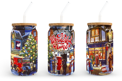 It's the most wonderful time of the year, 16oz Libbey Glass Can Wrap Sublimation Design - Vartdigitals