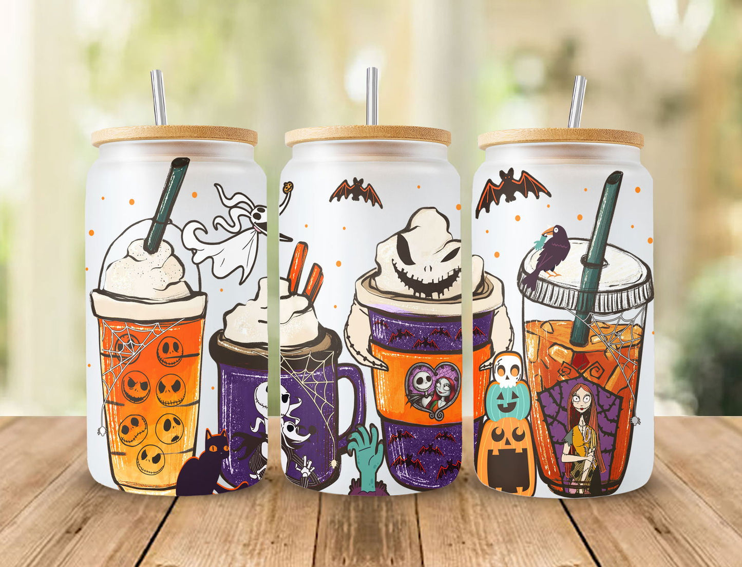 Nightmare 16oz libbey can Cartoon Cup PNG, 16oz Glass Can Wrap 2 - Vartdigitals