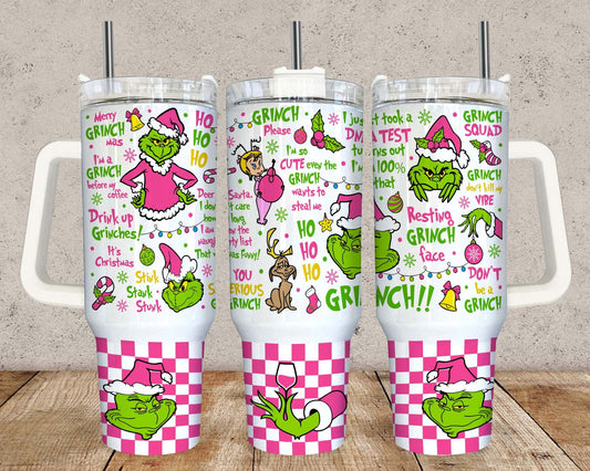 Pink Christmas 40oz Tumbler Wrap Png, Merry Christmas 2 pieces 40 oz Tumbler Png 2 - Vartdigitals