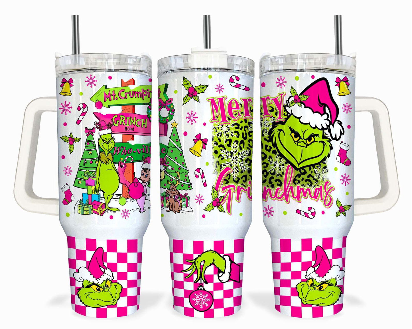 Pink Christmas 40oz Tumbler Wrap Png, Merry Christmas 2 pieces 40 oz Tumbler Png 3 - Vartdigitals