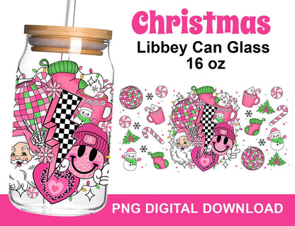 Pink Christmas Coffee 16oz Can Glass Wrap PNG, Christmas Vibes PNG - Vartdigitals