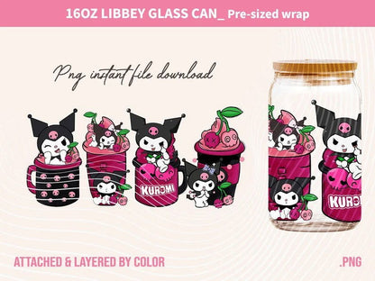 Pink PNG, 16oz Glass Can Wrap, 16oz Libbey Can Glass - Vartdigitals