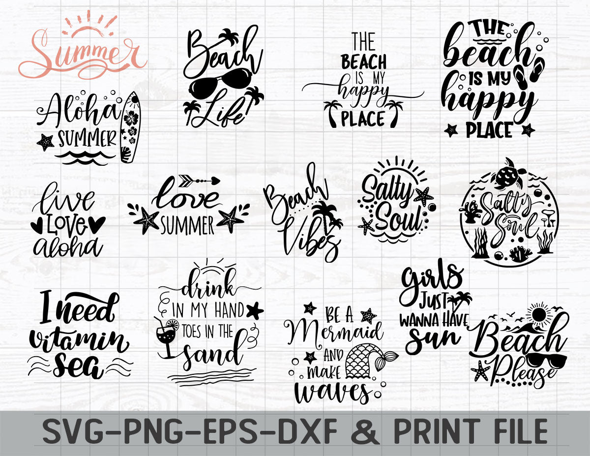 Summer Bundle SVG, Beach Svg, Summer time svg - Vartdigitals