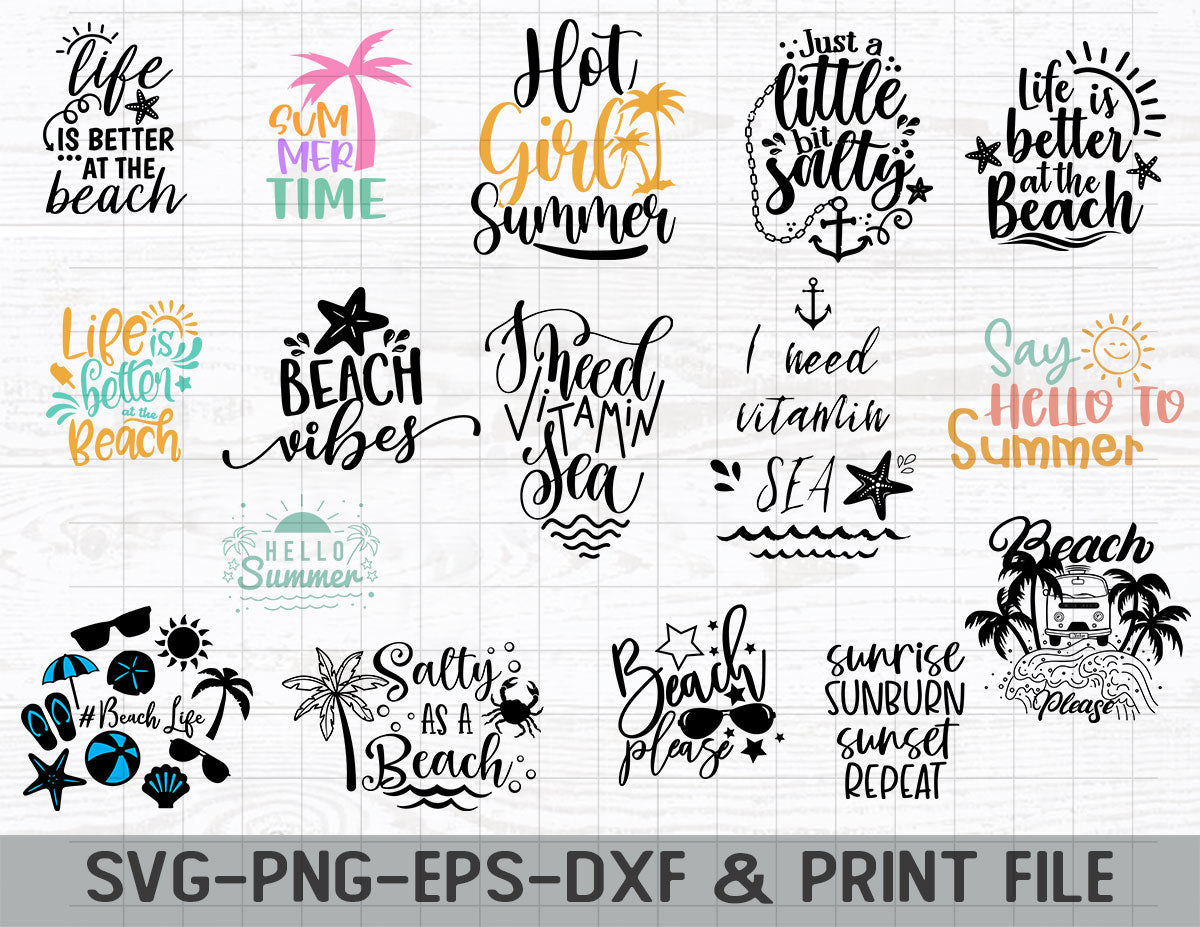 Summer Bundle SVG, Beach Svg, Summer time svg - Vartdigitals