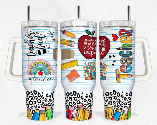 Teacher 40oz Tumbler, 40oz Tumbler Wrap, quencher tumbler 2 - Vartdigitals