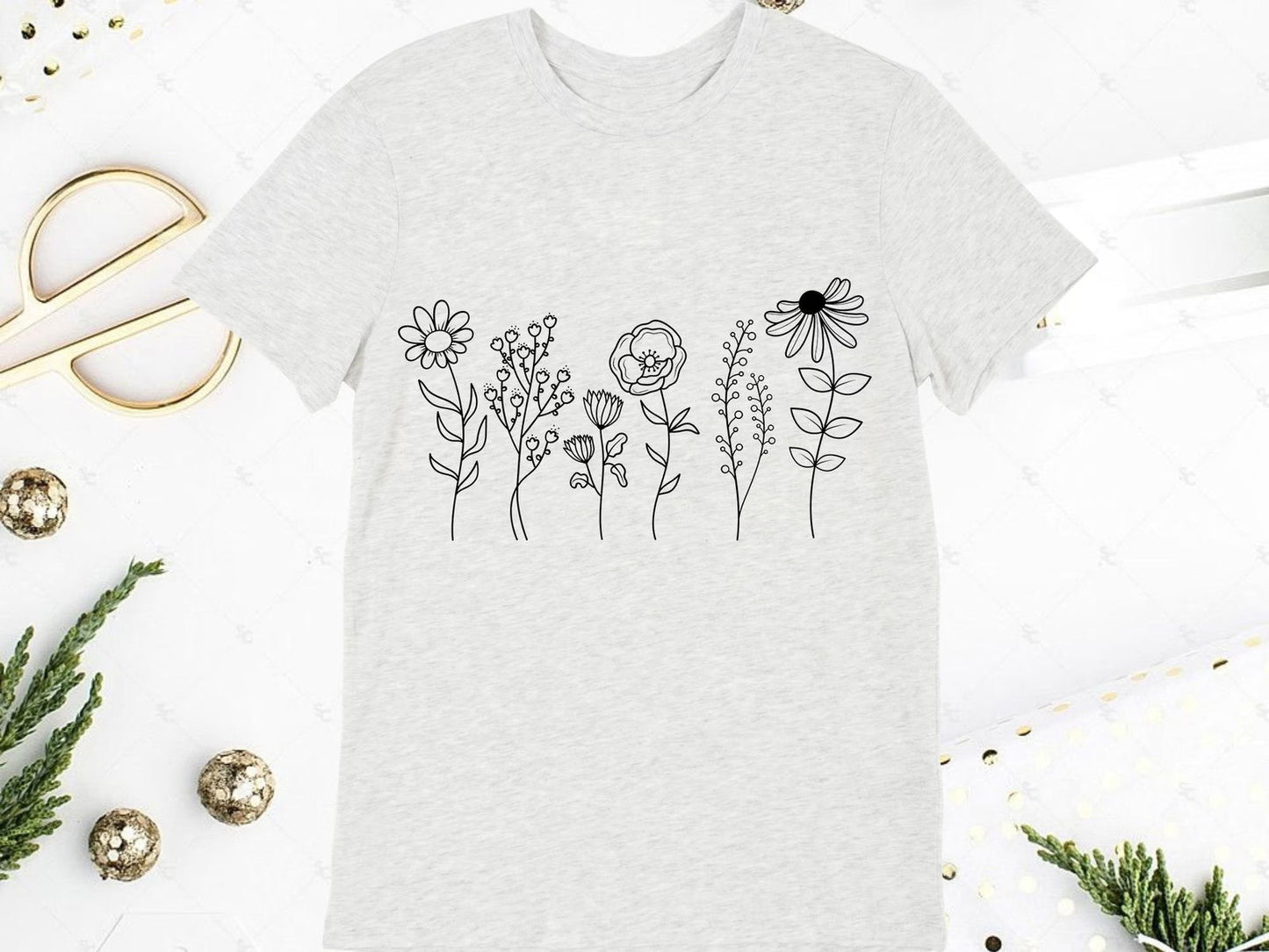 Wild flowers svg, flower sketch svg, cricut and silhouette - Vartdigitals